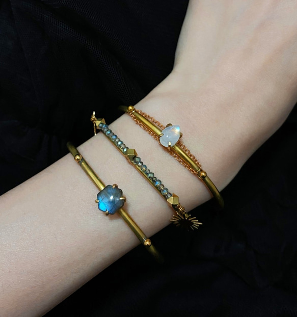 切面玻璃珠黃銅手鐲 Under the moonlight bracelet #LUNALUNAisdreaming 第3張的照片