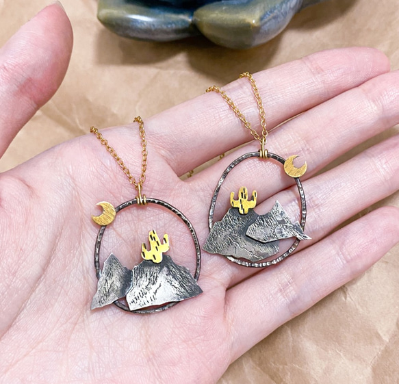 月下仙人掌黃銅項鏈Cactus under moonlight necklace #LUNALUNAisdreaming 第2張的照片