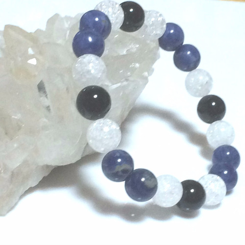 無料占い付】シンプルブレスレット（ソーダライト・オニキス・クラック