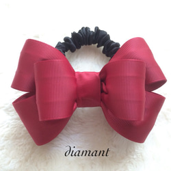 SALE！diamant ワイヤーリボンシュシュ 【レッド】 2枚目の画像