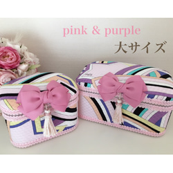 SALE¥4,800→¥3,800diamantオリジナル プッチ柄蓋付き収納ボックス【大】pink &purple 1枚目の画像