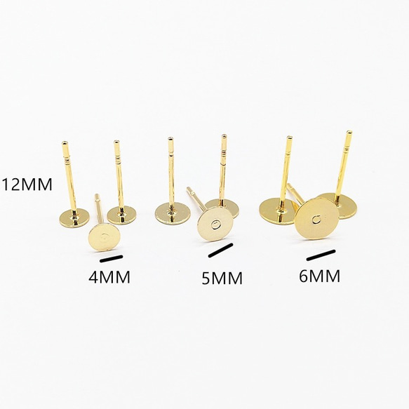 tenglong1.18～【10ペア】ピアス 丸皿　6mm ゴールド 1枚目の画像