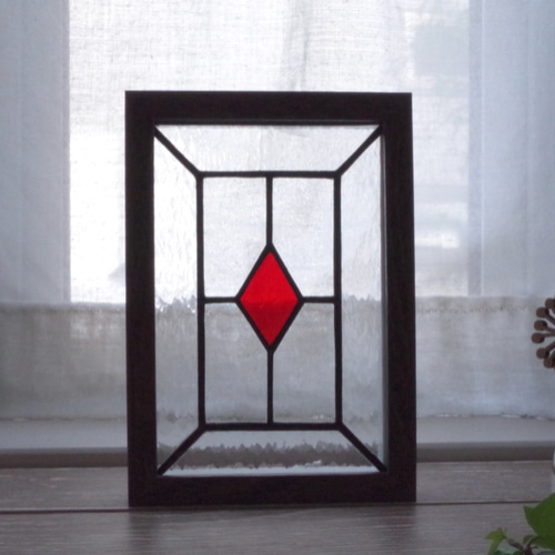 販売済みステンドグラス　サンプル画像　小さな教会　ダイヤS7 小さなステンドグラス（ダイヤ） その他インテリア雑貨 Glass