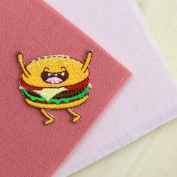 ハッピー刺繍布ハンバーガーの自己接着ステッカー - ハッピーファーストフードシリーズ 1枚目の画像