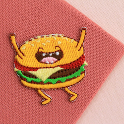 ハッピー刺繍布ハンバーガーの自己接着ステッカー - ハッピーファーストフードシリーズ 2枚目の画像