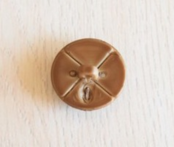 【Vintage】ブラウン 格子 ビンテージボタン(2個) 3枚目の画像