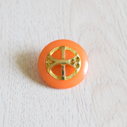 【Vintage】オレンジ ゴールド ビンテージボタン(2個) 2枚目の画像