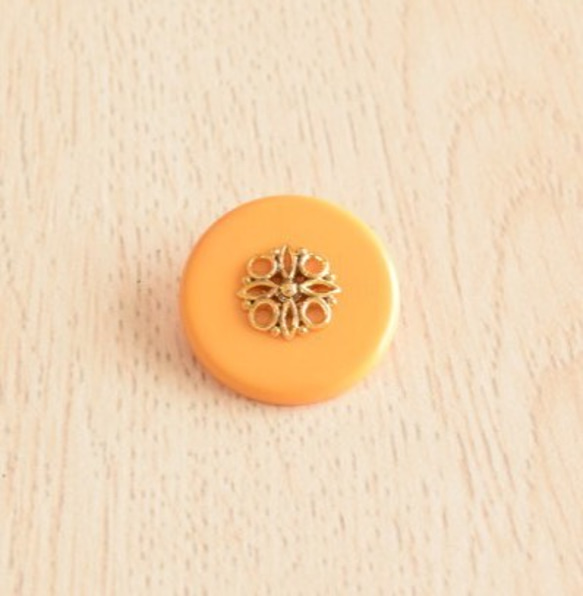 【France import】オレンジ ラウンドボタン (2個) 2枚目の画像