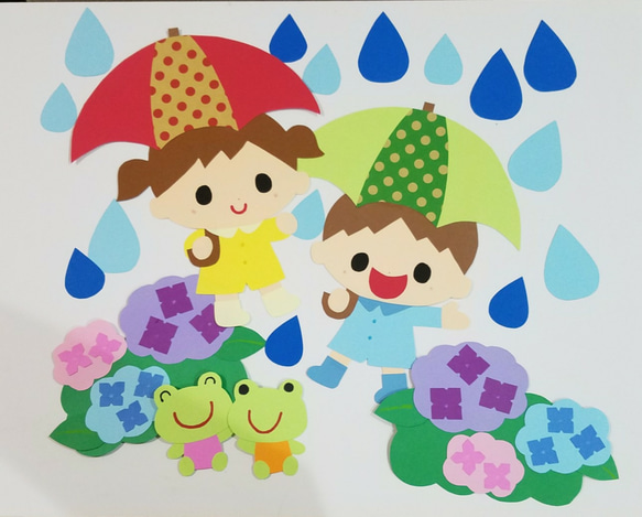 ラミネートあり！梅雨　壁面飾り 1枚目の画像