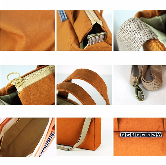 twinwow-ファッションブティック-繊細な質感のポータブル/サイドバックパック-ダークオレンジ 5枚目の画像