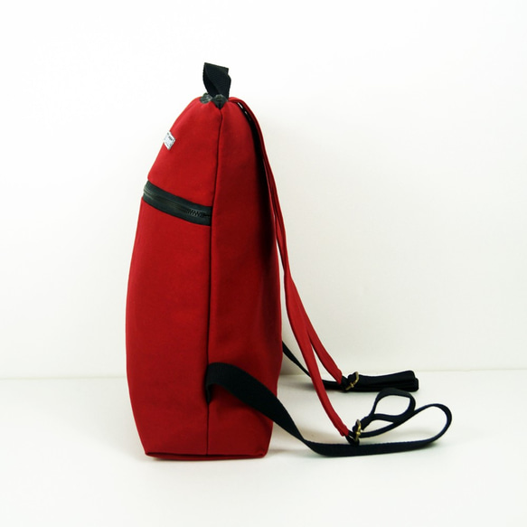 Twinwow  - スタイリッシュな軽量 - 繊細な織り目加工のバックパック - 赤と黒 4枚目の画像