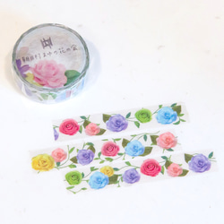 オリジナルマスキングテープ　まゆの花で作った色とりどりの薔薇〜ローズガーデン 1枚目の画像