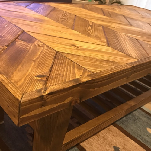 ヘリンボーン ローテーブル パイン無垢材 ローテーブル・リビング