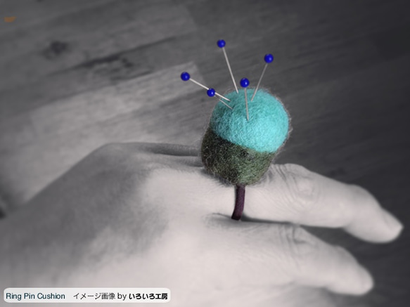 リング ピン クッション（グリーン）／Ring Pin Cushion (Green)　品番RPC-GRE 3枚目の画像