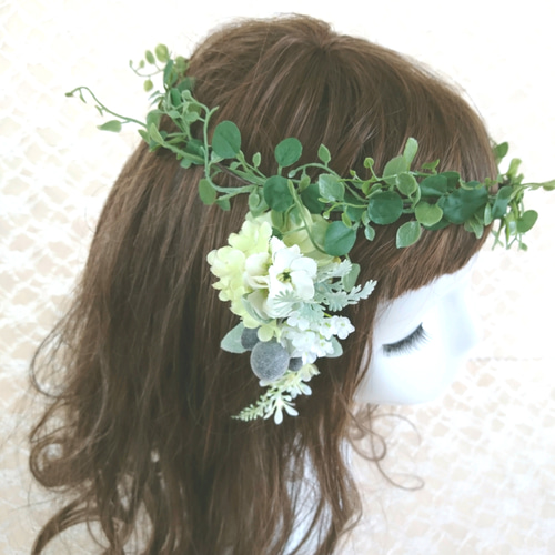 ナチュラルな花かんむり ヘッドドレス(ウェディング ナチュラルな花かんむり ヘッドドレス(ウェディング
