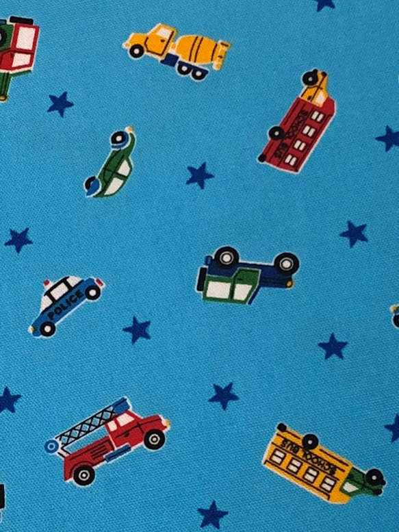 (刺しゅう名入可)シンプルな巾着袋働く車(ブルー) 4枚目の画像