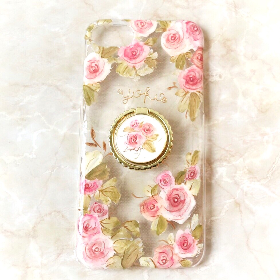 手描きの彩画ローズ　スマホケース　アンティークローズiPhone17Pro Android AQUOS