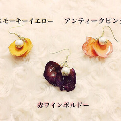 アンティークローズの花びらピアス 3枚目の画像