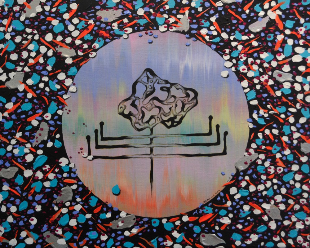 抽象画『LINE1』　現代アート　宇宙　創造　アクリル絵の具　幾何学