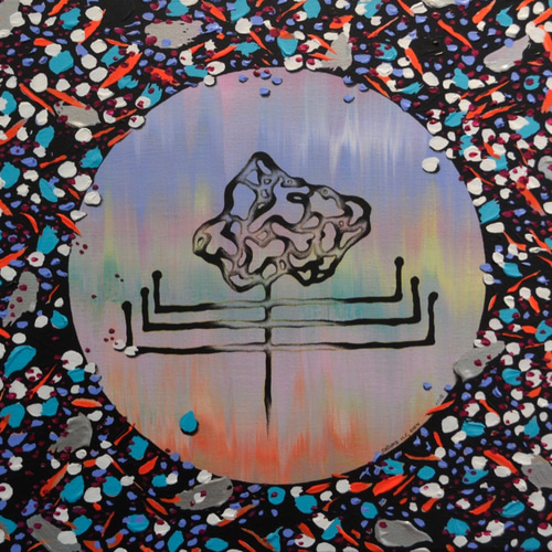 ダフネHCシェン幾何学的な抽象宇宙宇宙奇妙な手描きの絵画アクリル色素