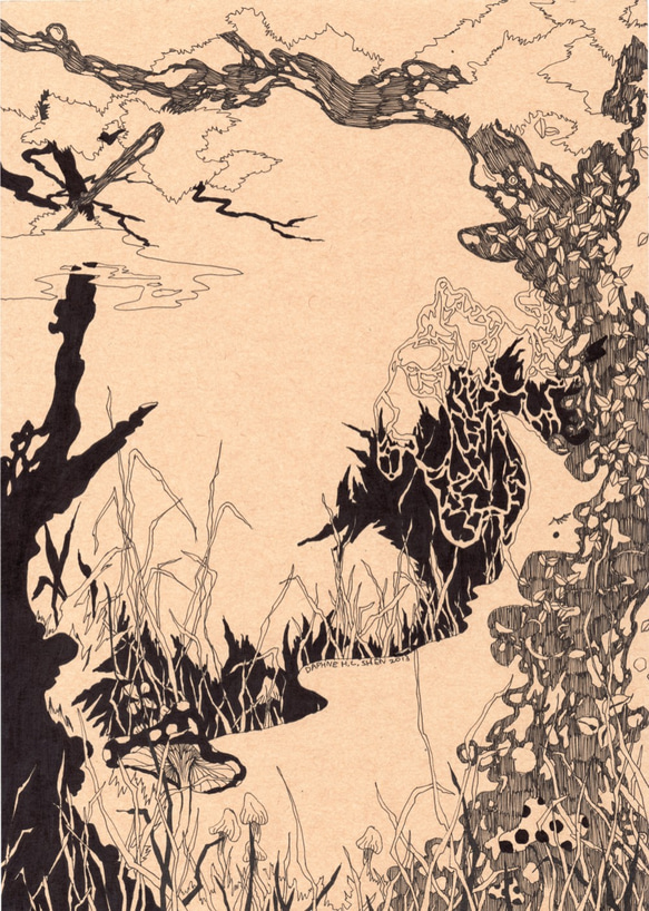 Daphne H.C. Shen 流動 花草 植物 故事 女人 獨特原創 手繪插畫 第1張的照片