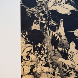 ダフネHCシェン日本の浮世絵のスタイルのレトロ宇宙リリー・ウェン清オリジナルのユニークな手描きのイラスト 3枚目の画像
