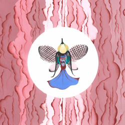 Daphne H.C. Shen 英國倫敦 粉紅 圓形 昆蟲 翅膀 抽象手繪作品 精緻壓克力畫作 第3張的照片