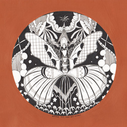 Daphne H.C. Shen 英國倫敦  黑白 浮世繪 蝴蝶 昆蟲 想像 手繪插畫 壓克力原創作品 第3張的照片