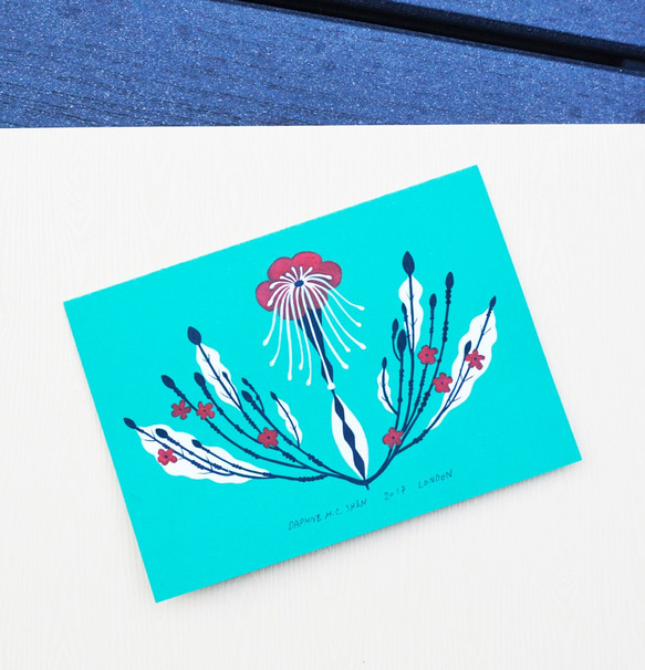 Daphne H.C. Shen 英國倫敦 復古 日式風格 花草 葉子 特製禮物 手繪卡片 插畫 壓克力客製化作品 第1張的照片