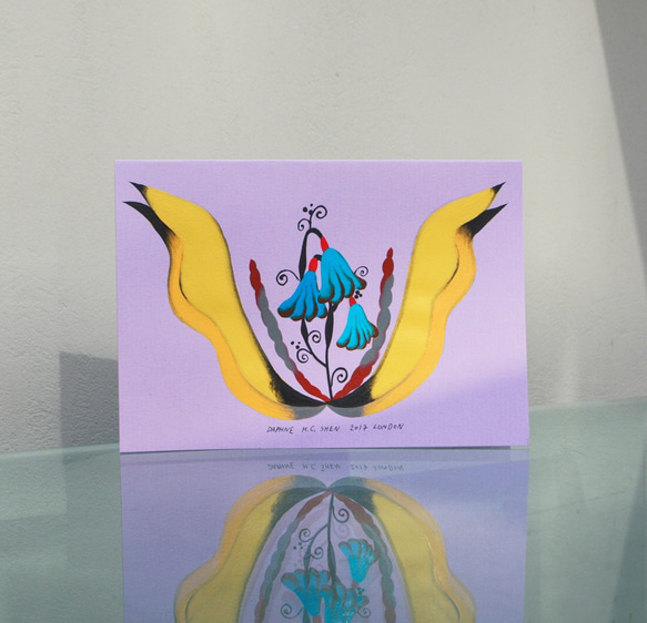 Daphne H.C. Shen 英國倫敦 復古 浪漫 紫底 花草 抽象 手繪 畢業禮物 插畫 壓克力原創作品 第2張的照片