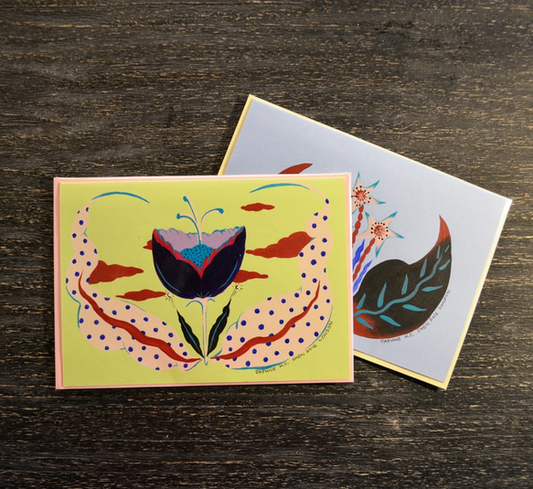 ダフネHCシェンロンドンヴィンテージ手描きの花をカスタマイズして、アクリル系カードのオリジナル作品で独立した生産にカードワンの件 3枚目の画像
