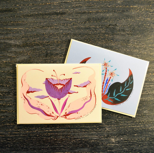 ダフネHCシェンロンドンヴィンテージ手描きの花をカスタマイズして、アクリル系カードのオリジナル作品で独立した生産にカードワンの件 4枚目の画像