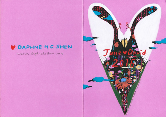 Daphne H.C. Shen 英國倫敦 客製化手繪卡片 天鵝 獨特風格花草插畫  壓克力原創作品 接受獨立製作 第3張的照片