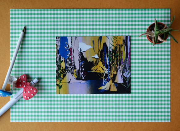 Daphne H.C. Shen 英國倫敦 5入藝術明信片-我的小島 My Land 花卉 植物 葉子 草 山 雲 第2張的照片