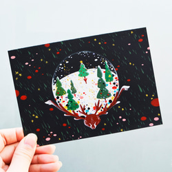 ダフネHCシェンロンドン、イギリスカスタマイズされた手描きのエルククリスタルボール雪クリスマスツリーデザインレトロ小さなイラスト 1枚目の画像