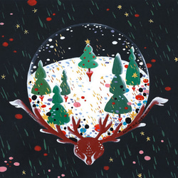 ダフネHCシェンロンドン、イギリスカスタマイズされた手描きのエルククリスタルボール雪クリスマスツリーデザインレトロ小さなイラスト 3枚目の画像