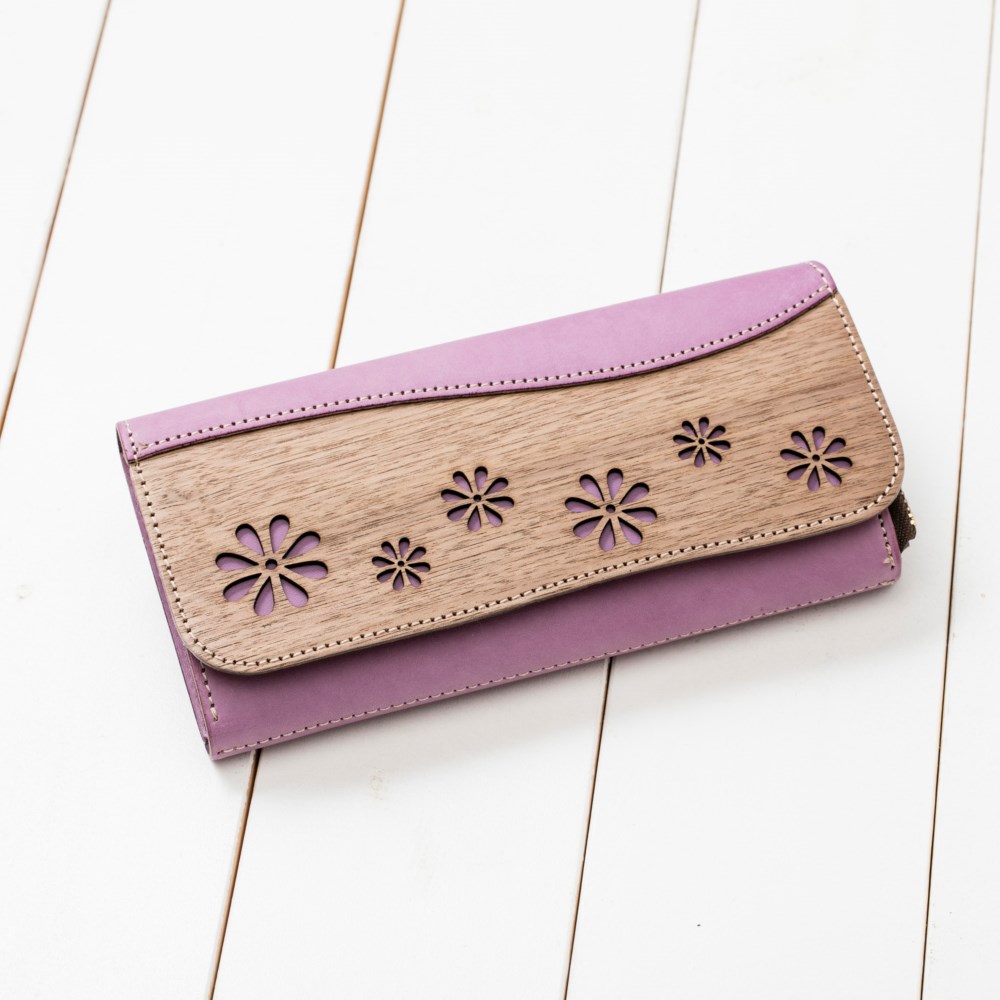 【FLEUR】ロングウォレット　ラベンダー　[名入れ可]