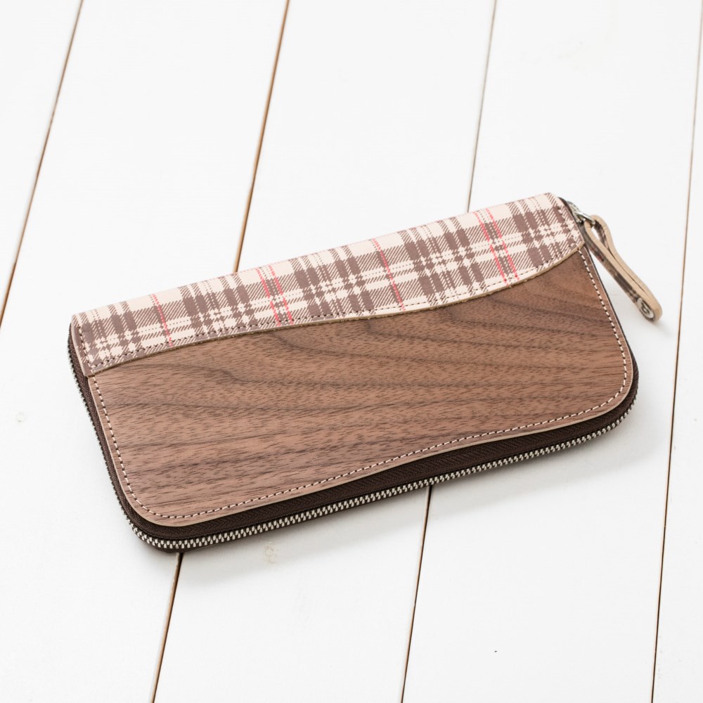 【RW】ラウンドジップウォレット　チェック　[名入れ可]