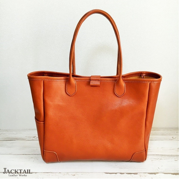 トートバッグ / シンプルなデザインの革バッグ　イタリアンオイルレザー（ウイスキー） ZY2454339655(18700円)