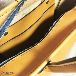 ファスナートートバッグ／シンプルなデザインの革バッグ　オイルレザー（茶） 5枚目の画像