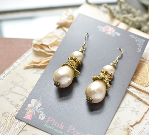 ＜Cotton　Pearl　Earrings ＞ 3枚目の画像