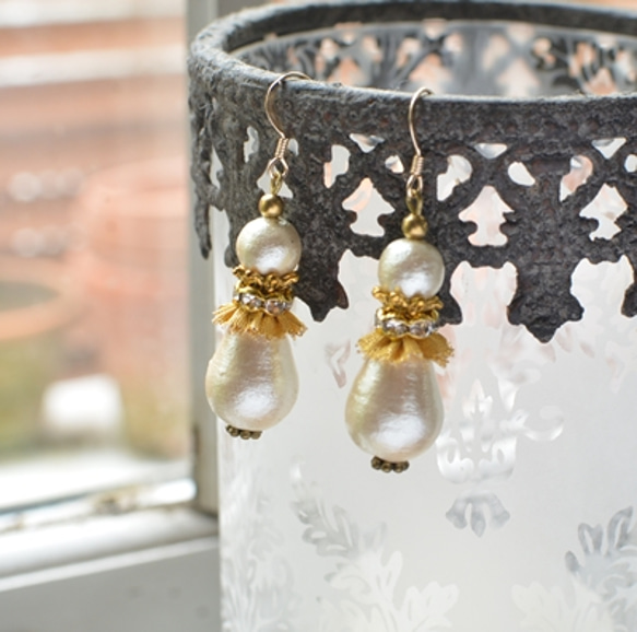 ＜Cotton　Pearl　Earrings ＞ 3枚目の画像