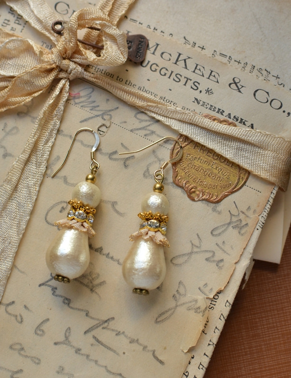 ＜Cotton　Pearl　Earrings ＞ 3枚目の画像