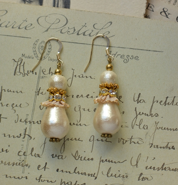 ＜Cotton　Pearl　Earrings ＞ 4枚目の画像