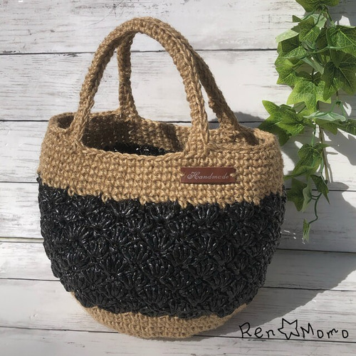 選べる♪色 形 大きさ スズランテープ 編みかごバッグ ハンドメイド  