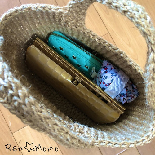 選べるイニシャル 麻紐バッグ カゴバッグ かごバッグ ren-momo