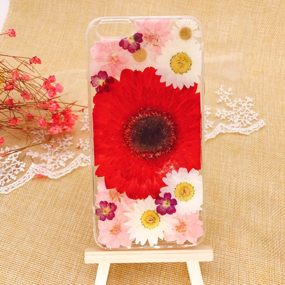 iPhoneX iPhone8/7/6S/5/SE/Plus 押し花 ケース 多機種対応 スマホケース 1枚目の画像