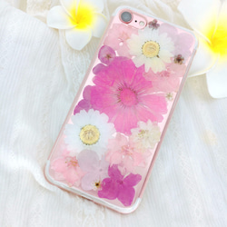 iPhoneX iPhone8/7/6S/5/SE/Plus 押し花 ケース 多機種対応 スマホケース 4枚目の画像