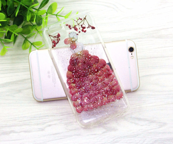 iPhoneX iPhone8/7/6S/5/SE/Plus 押し花 ケース 多機種対応 スマホケース 1枚目の画像