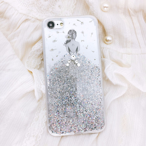 iPhoneX iPhone8/7/6S/5/SE/Plus 押し花 ケース 多機種対応 スマホケース 1枚目の画像